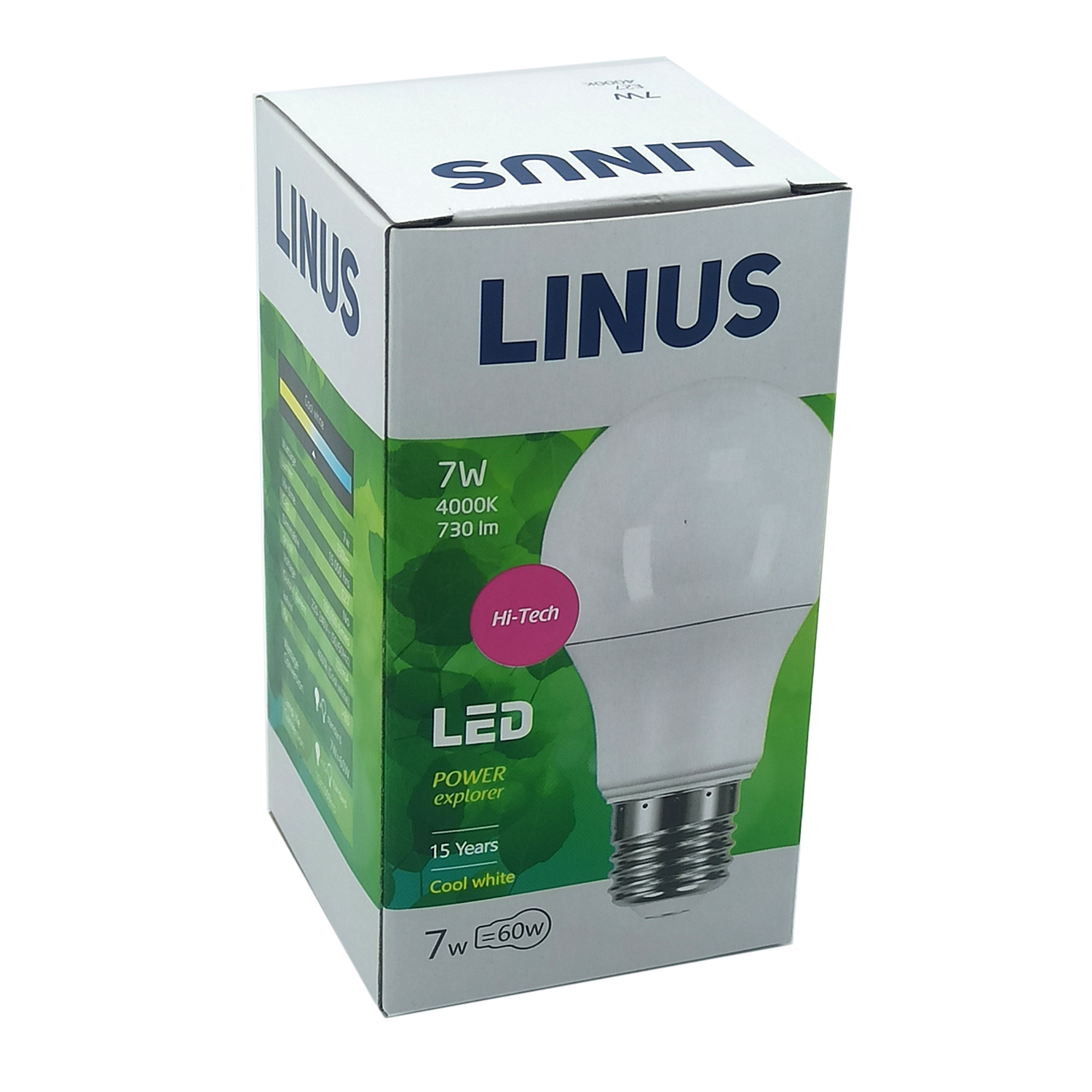 ნათურა სტანდარტული LINUS Lin55-7753 LED 7W E27 4000K — ნათურა და ვაზნა
